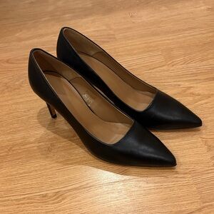 Flattered Black Leather Heels